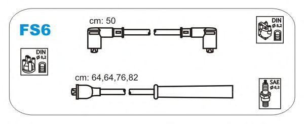 Комплект проводов зажигания FS6