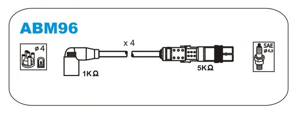 Комплект проводов зажигания ABM96