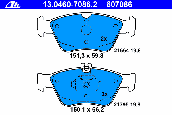 Комплект тормозных колодок, дисковый тормоз 13.0460-7086.2