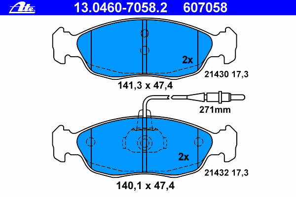 Комплект тормозных колодок, дисковый тормоз 13.0460-7058.2