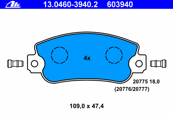 Комплект тормозных колодок, дисковый тормоз 13.0460-3940.2