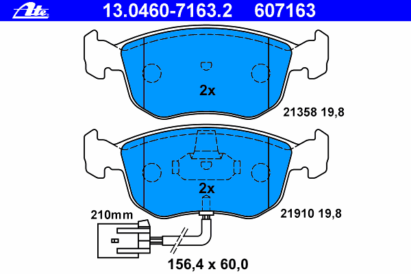 Комплект тормозных колодок, дисковый тормоз 13.0460-7163.2