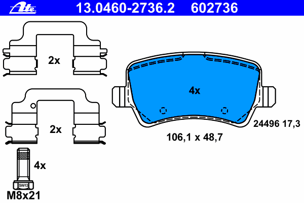 Kit de plaquettes de frein, frein à disque 13.0460-2736.2