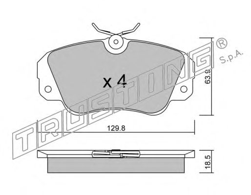 Комплект тормозных колодок, дисковый тормоз 554.0
