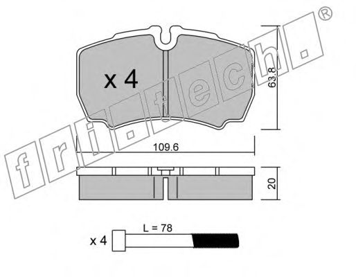 Комплект тормозных колодок, дисковый тормоз 620.0