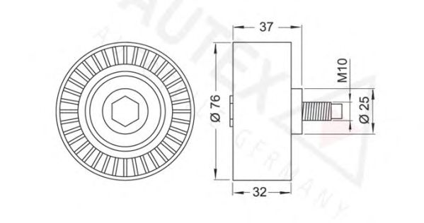 Deflection/Guide Pulley, timing belt 654255