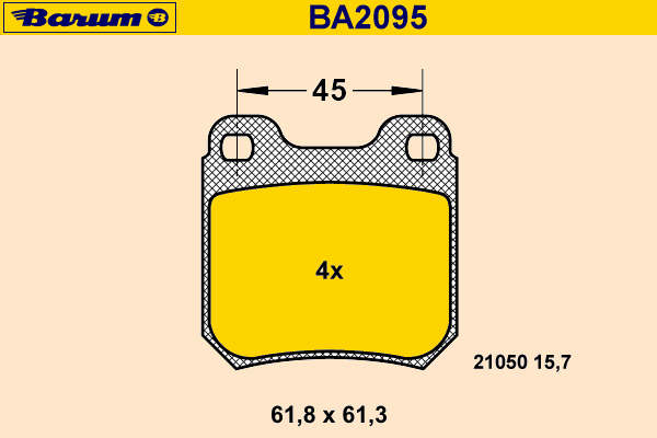 Комплект тормозных колодок, дисковый тормоз BA2095