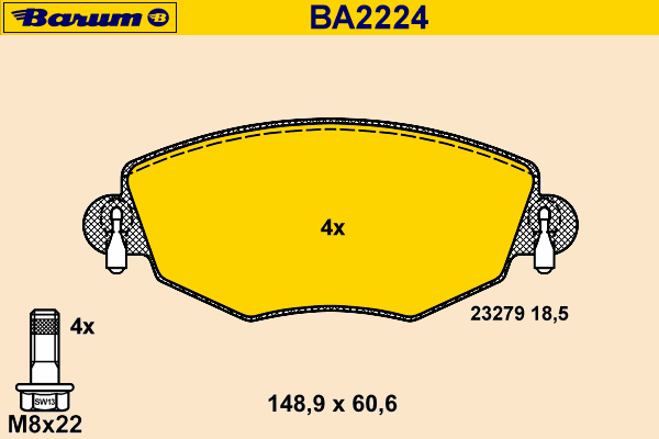 Комплект тормозных колодок, дисковый тормоз BA2224