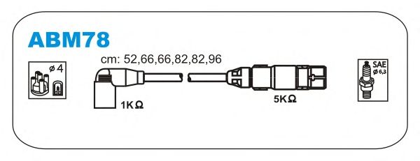 Комплект проводов зажигания ABM78