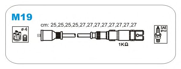 Комплект проводов зажигания M19