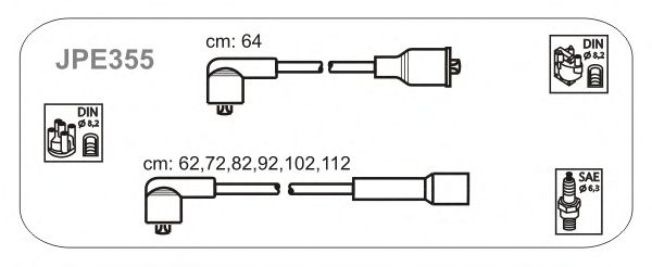 Jogo de cabos de ignição JPE355