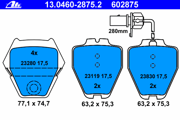 Комплект тормозных колодок, дисковый тормоз 13.0460-2875.2
