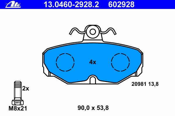 Комплект тормозных колодок, дисковый тормоз 13.0460-2928.2