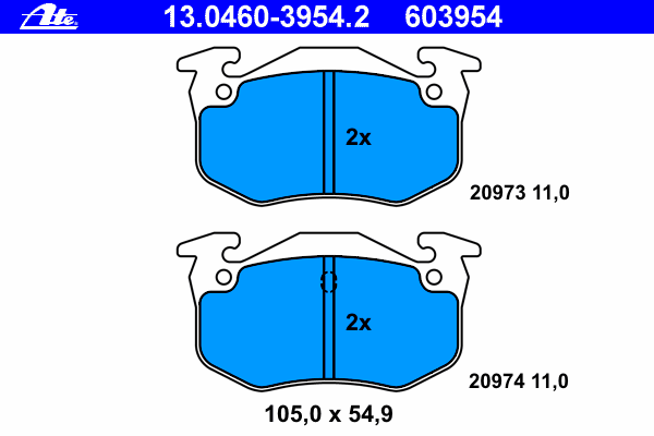 Комплект тормозных колодок, дисковый тормоз 13.0460-3954.2
