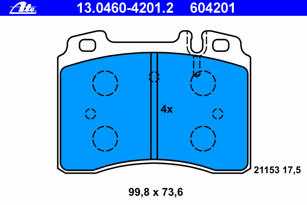 Комплект тормозных колодок, дисковый тормоз 13.0460-4201.2