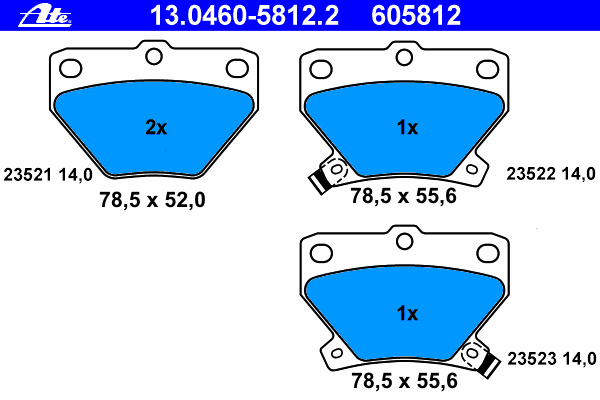Комплект тормозных колодок, дисковый тормоз 13.0460-5812.2