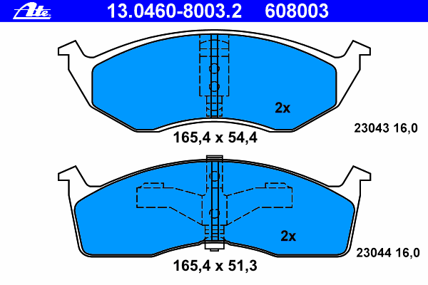 Комплект тормозных колодок, дисковый тормоз 13.0460-8003.2