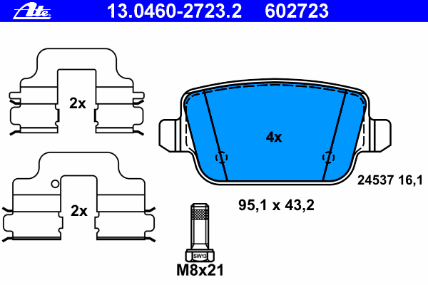 Комплект тормозных колодок, дисковый тормоз 13.0460-2723.2