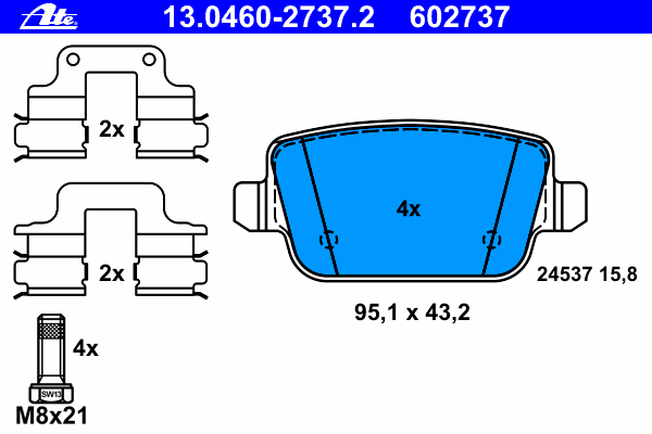 Kit de plaquettes de frein, frein à disque 13.0460-2737.2
