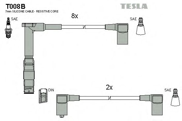 Комплект проводов зажигания T008B
