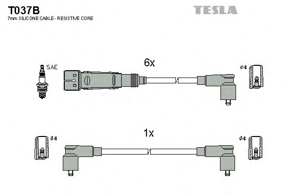 Комплект проводов зажигания T037B