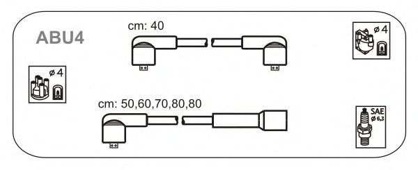 Комплект проводов зажигания ABU4