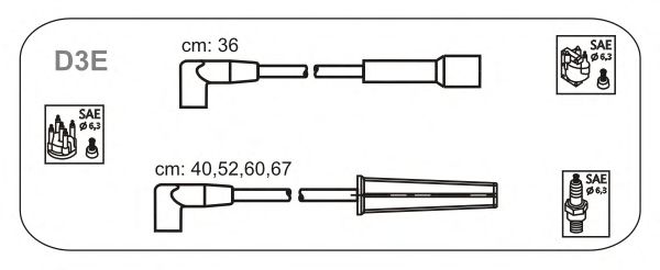 Комплект проводов зажигания D3E