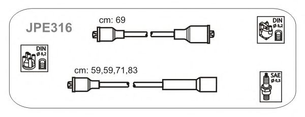Комплект проводов зажигания JPE316