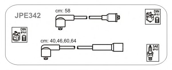 Комплект проводов зажигания JPE342