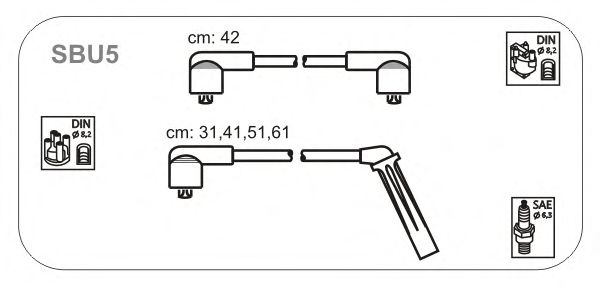 Комплект проводов зажигания SBU5