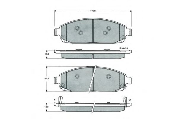 Комплект тормозных колодок, дисковый тормоз PF1552