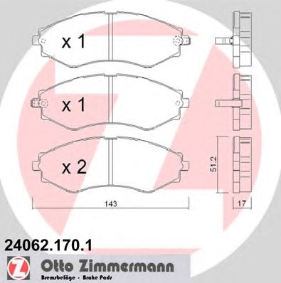 Комплект тормозных колодок, дисковый тормоз 24062.170.1