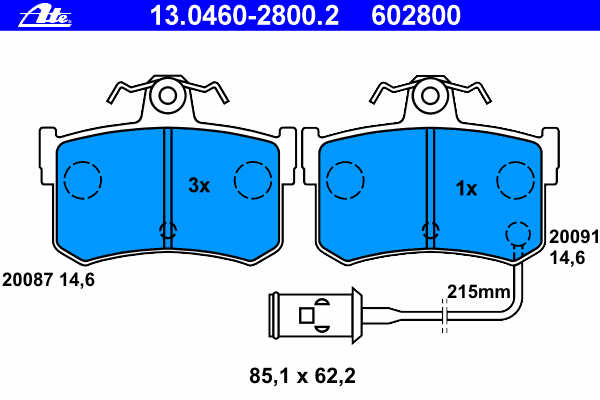 Kit de plaquettes de frein, frein à disque 13.0460-2800.2