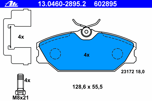 Комплект тормозных колодок, дисковый тормоз 13.0460-2895.2