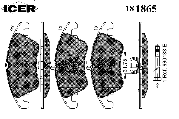 Kit de plaquettes de frein, frein à disque 181865