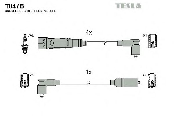 Комплект проводов зажигания T047B