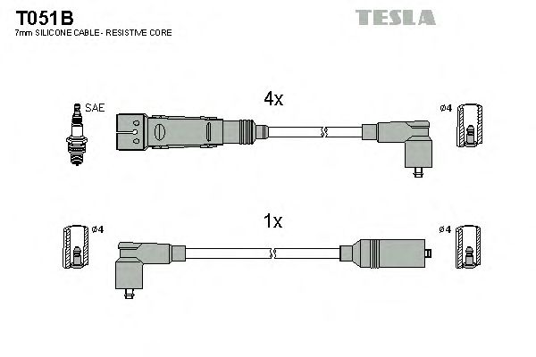 Комплект проводов зажигания T051B