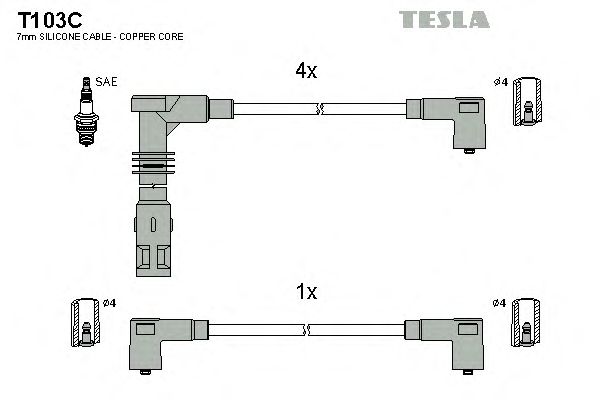 Комплект проводов зажигания T103C