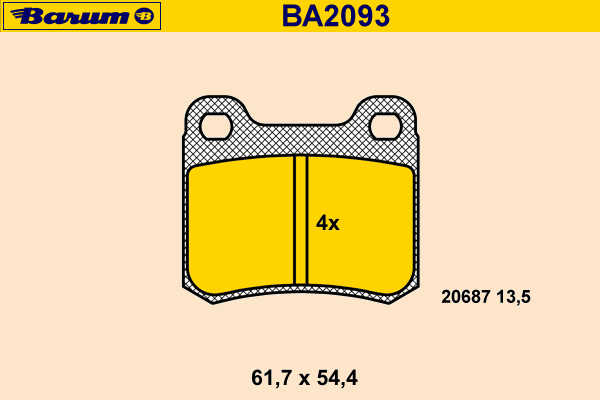 Комплект тормозных колодок, дисковый тормоз BA2093
