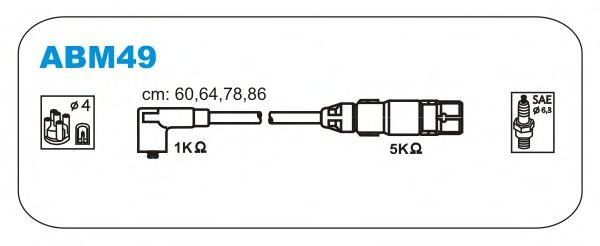 Комплект проводов зажигания ABM49