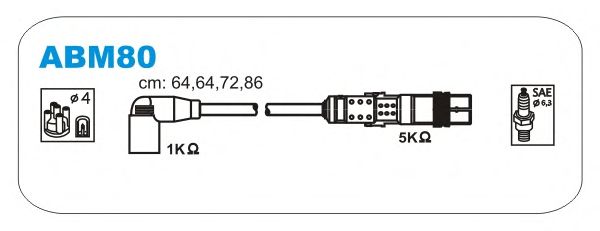 Комплект проводов зажигания ABM80