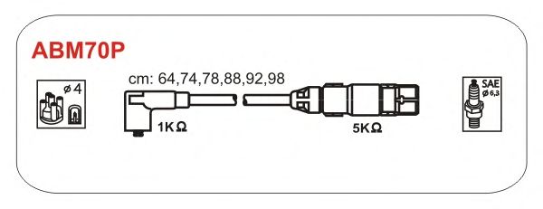 Комплект проводов зажигания ABM70P