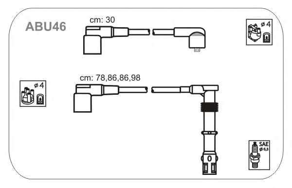 Комплект проводов зажигания ABU46
