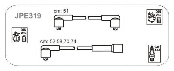 Комплект проводов зажигания JPE319