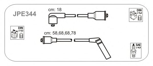 Комплект проводов зажигания JPE344