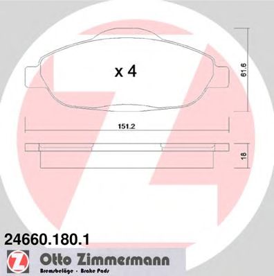 Комплект тормозных колодок, дисковый тормоз 24660.180.1