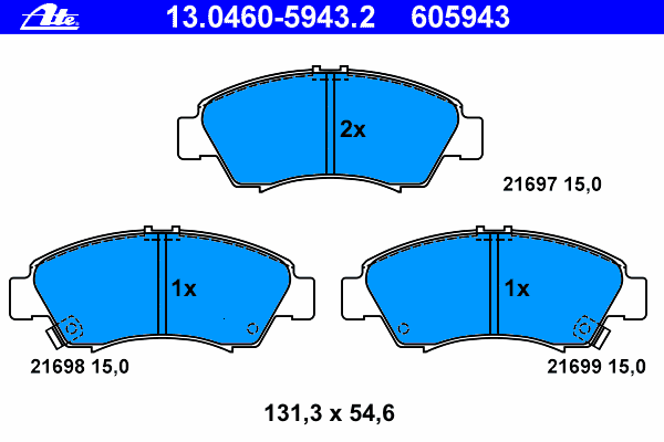 Комплект тормозных колодок, дисковый тормоз 13.0460-5943.2