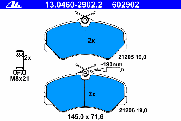 Комплект тормозных колодок, дисковый тормоз 13.0460-2902.2