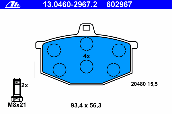 Комплект тормозных колодок, дисковый тормоз 13.0460-2967.2