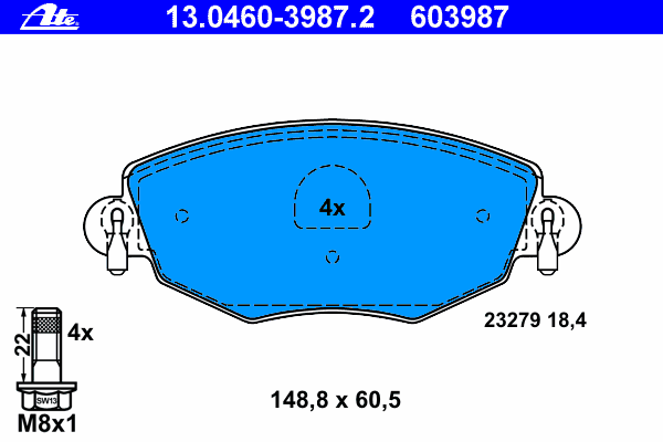 Комплект тормозных колодок, дисковый тормоз 13.0460-3987.2
